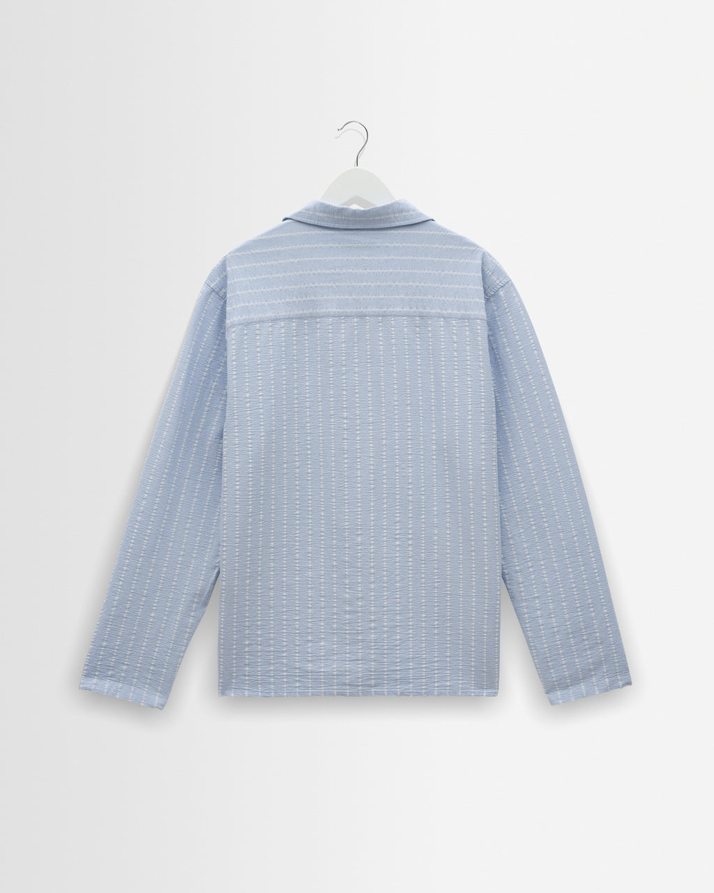 Corey - Blue And Ecru Seersucker-Cotton Stripe Shirt