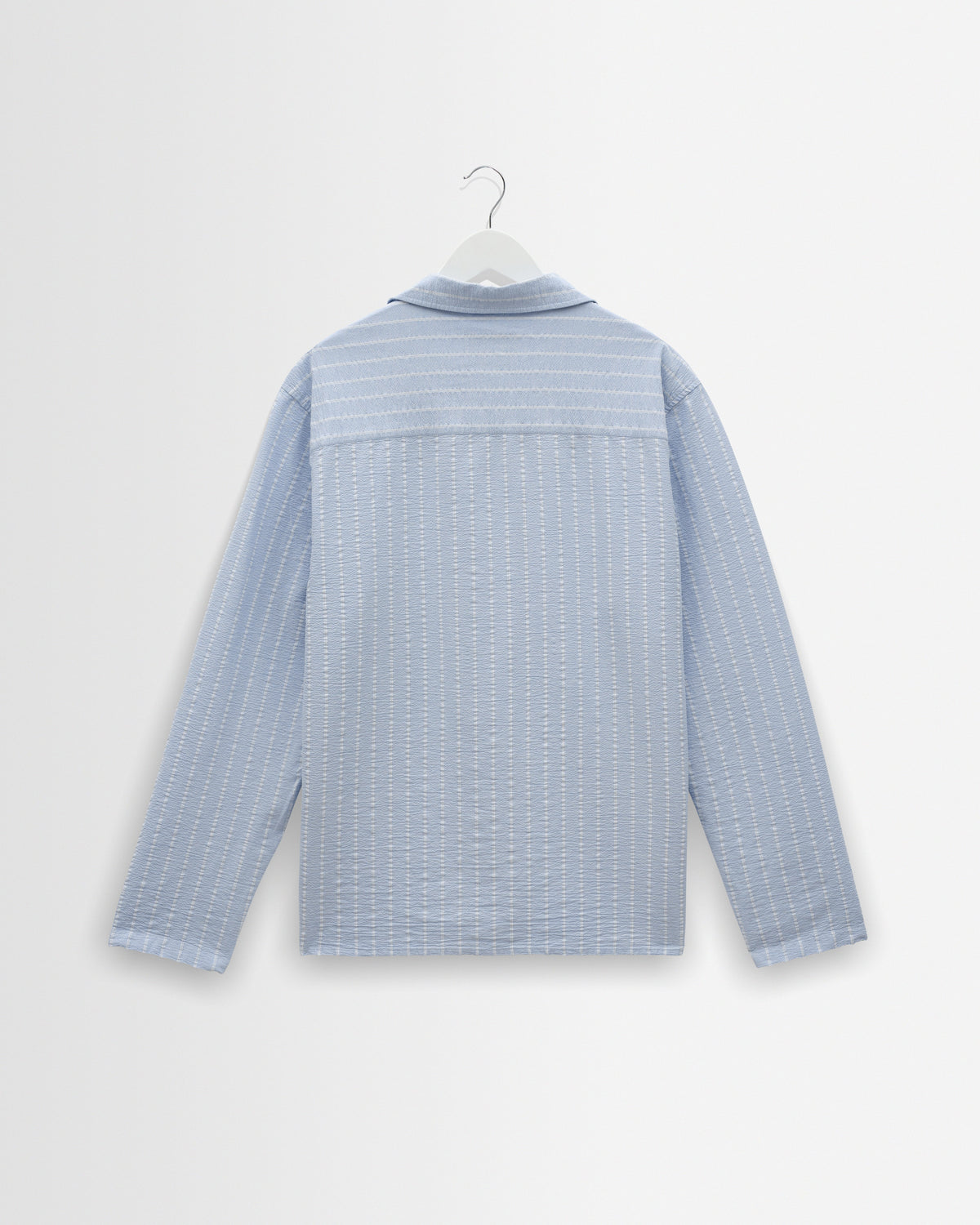 Corey - Blue And Ecru Seersucker-Cotton Stripe Shirt
