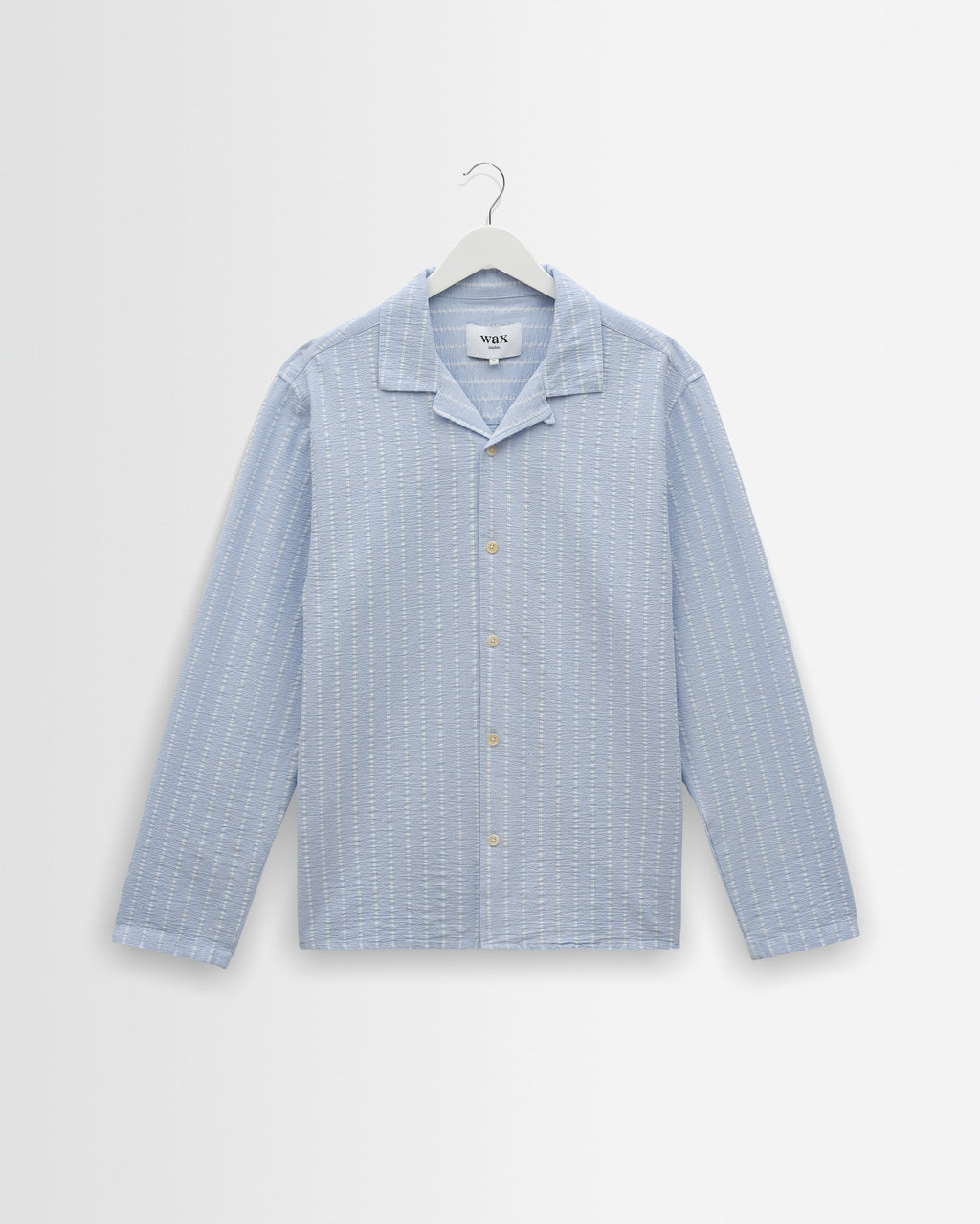 Corey - Blue And Ecru Seersucker-Cotton Stripe Shirt