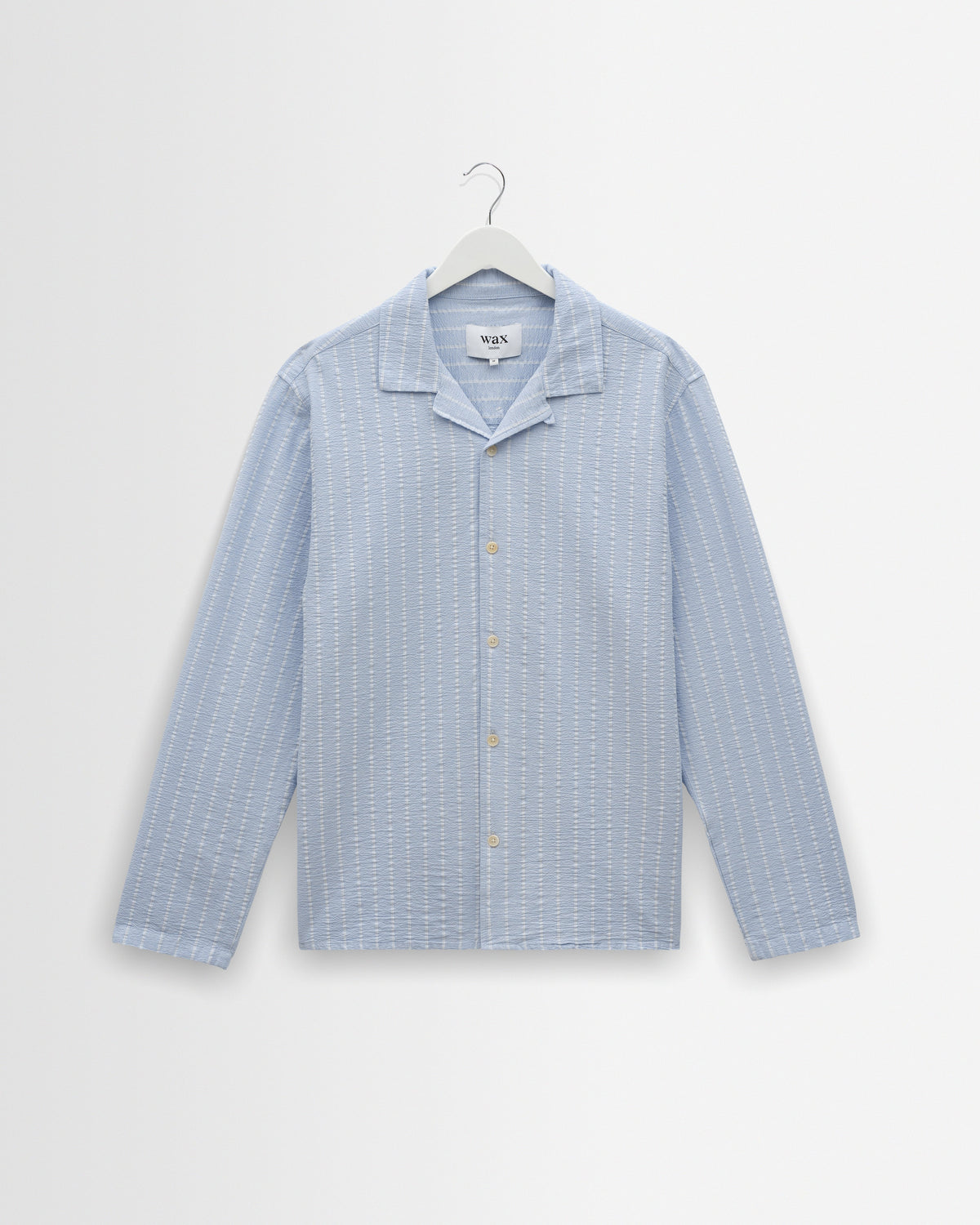 Corey - Blue And Ecru Seersucker-Cotton Stripe Shirt