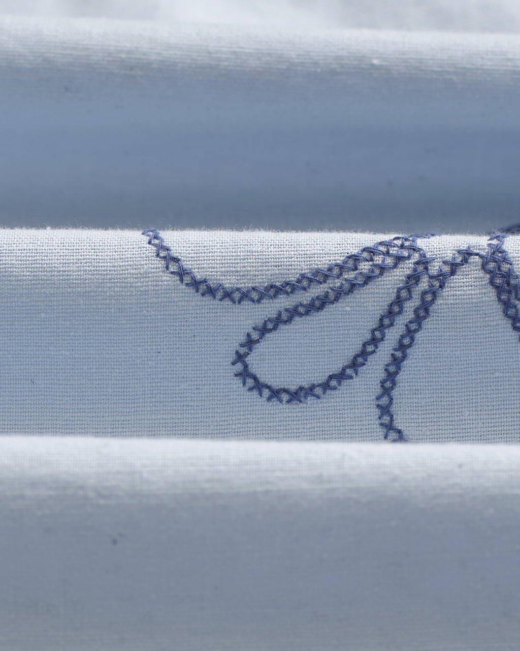 Corey - Blue Cross Stitch Doodle Cotton-Linen Shirt