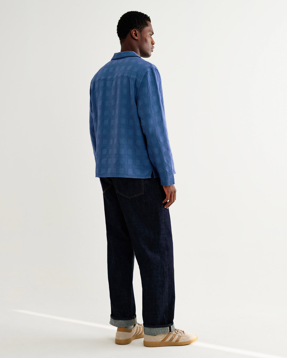 Corey - Blue Dobby Check Cotton Shirt
