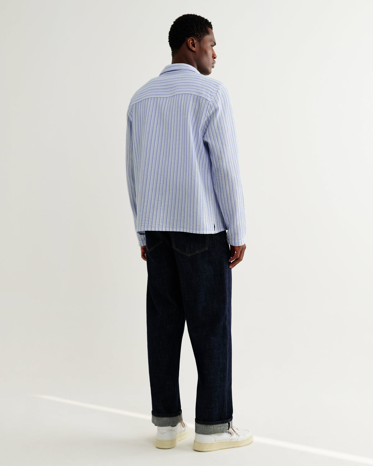 Corey - Bright Blue Cotton Twisted Stripe Shirt