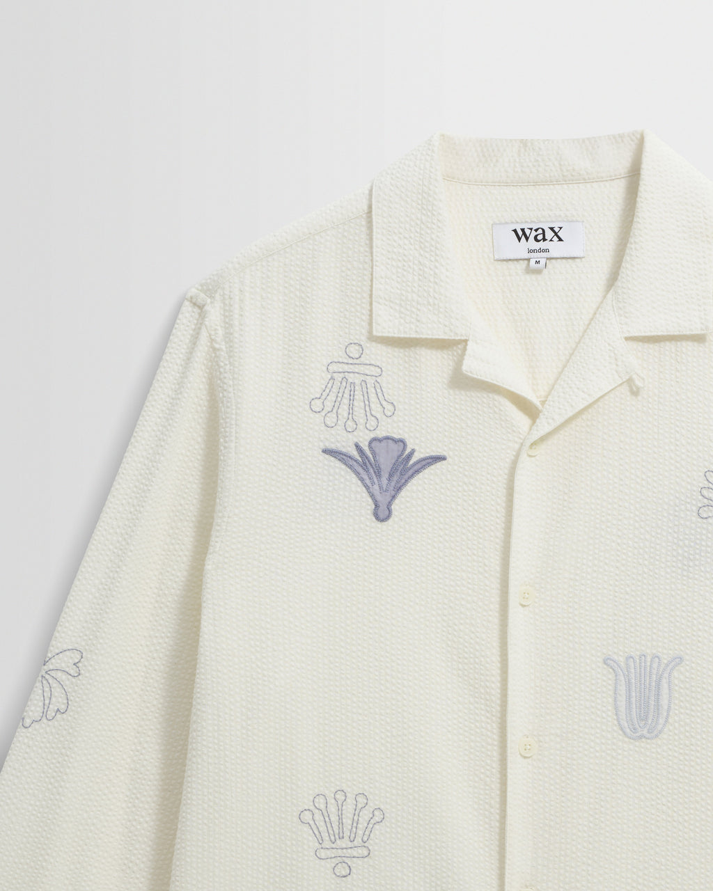 Corey - Ecru And Blue Doodle Cotton-Seersucker Shirt