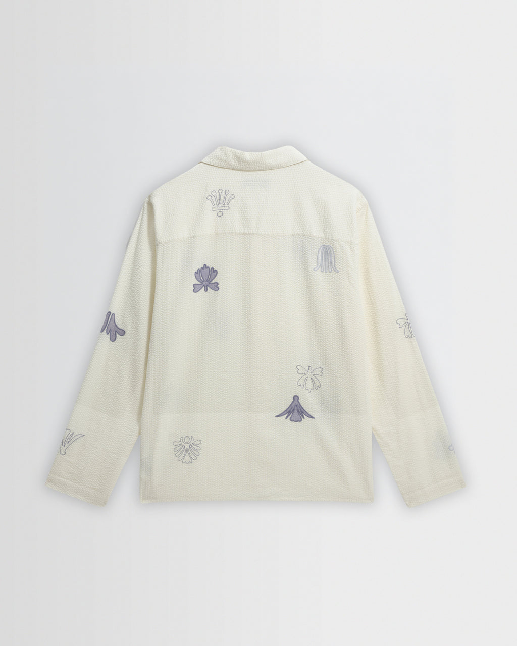 Corey - Ecru And Blue Doodle Cotton-Seersucker Shirt