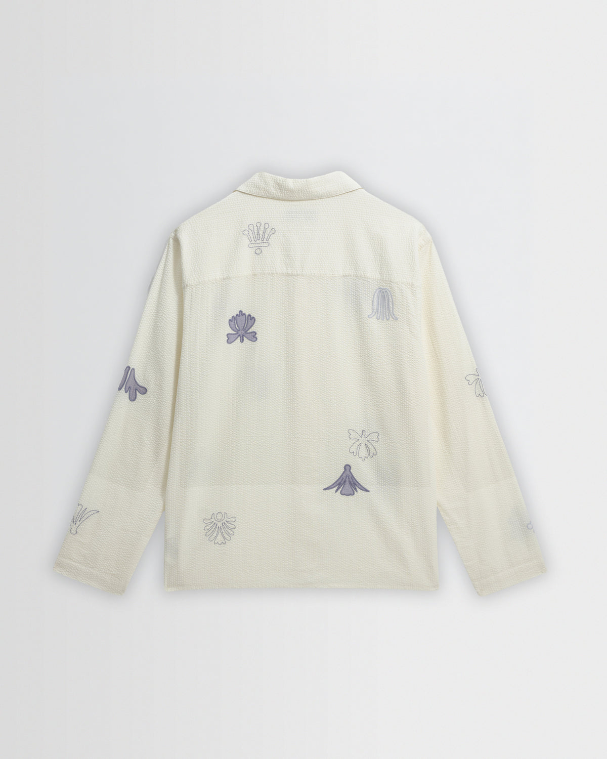 Corey - Ecru And Blue Doodle Cotton-Seersucker Shirt