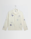 Corey - Ecru And Blue Doodle Cotton-Seersucker Shirt