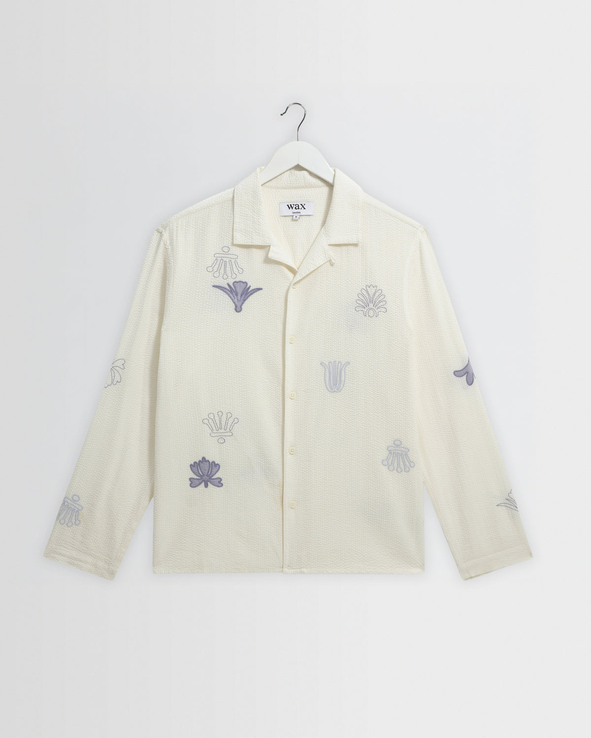 Corey - Ecru And Blue Doodle Cotton-Seersucker Shirt