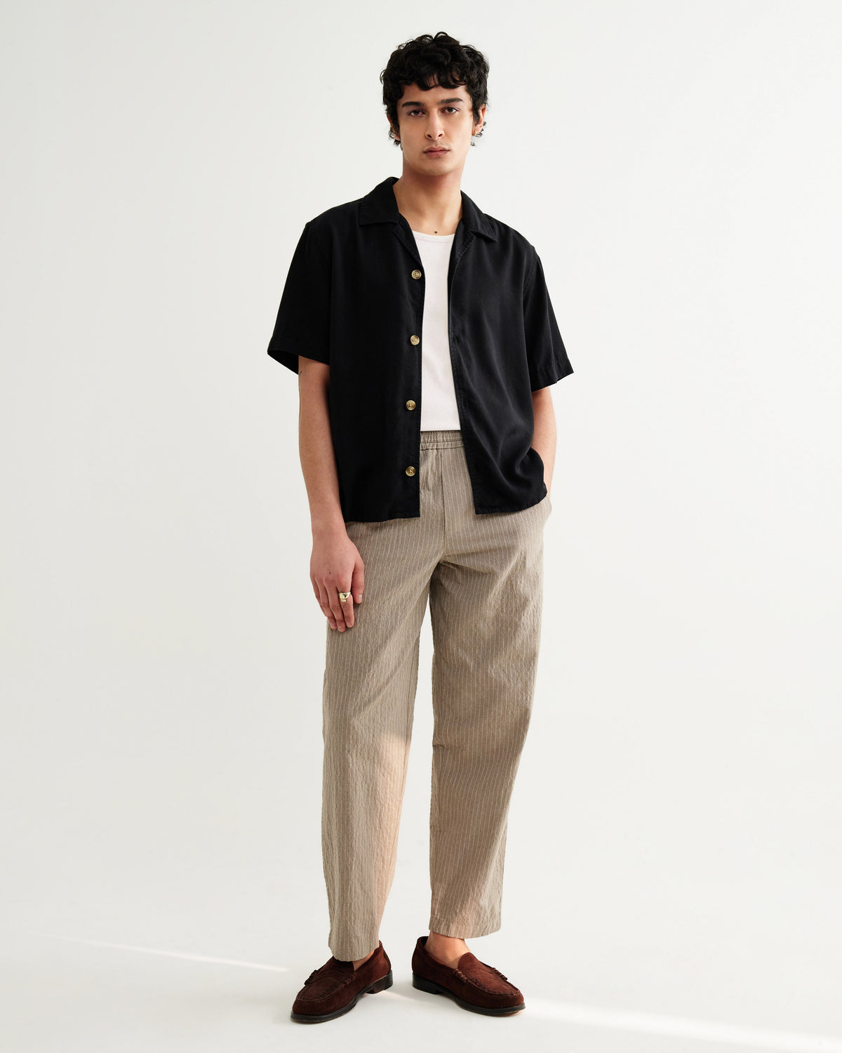 Curzon - Black Lyocell Twill Short-Sleeve Shirt