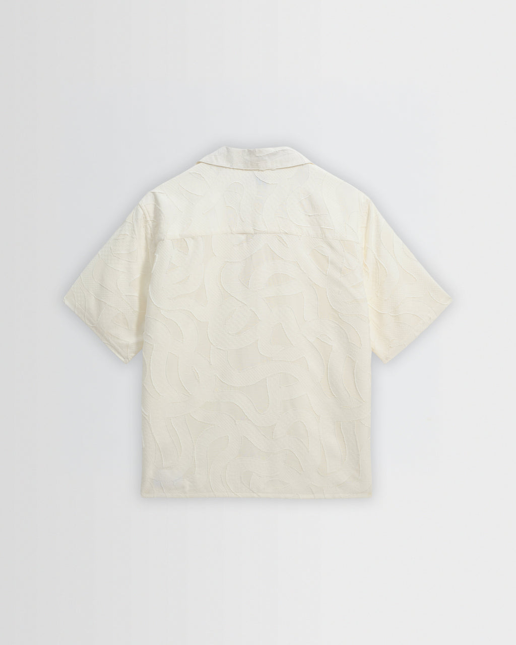 Curzon - Ecru Jacquard Viscose Short-Sleeve Shirt