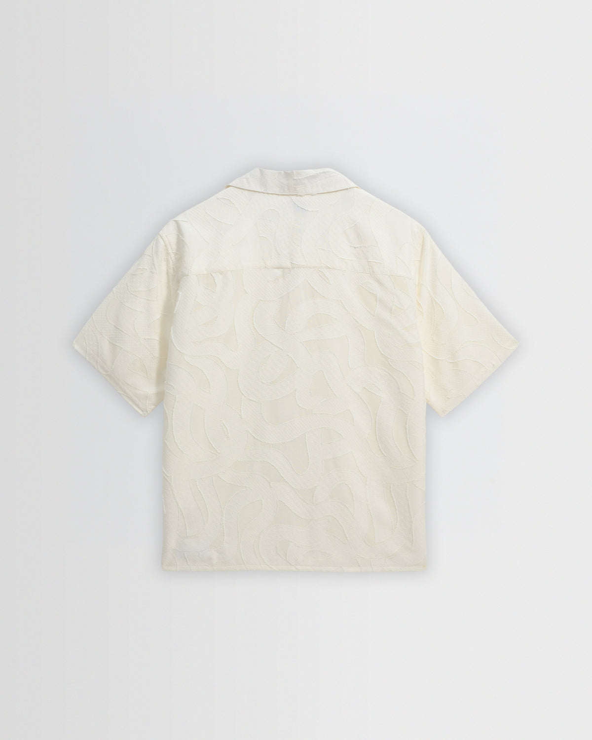 Curzon - Ecru Jacquard Viscose Short-Sleeve Shirt