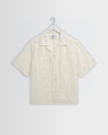 Curzon - Ecru Jacquard Viscose Short-Sleeve Shirt