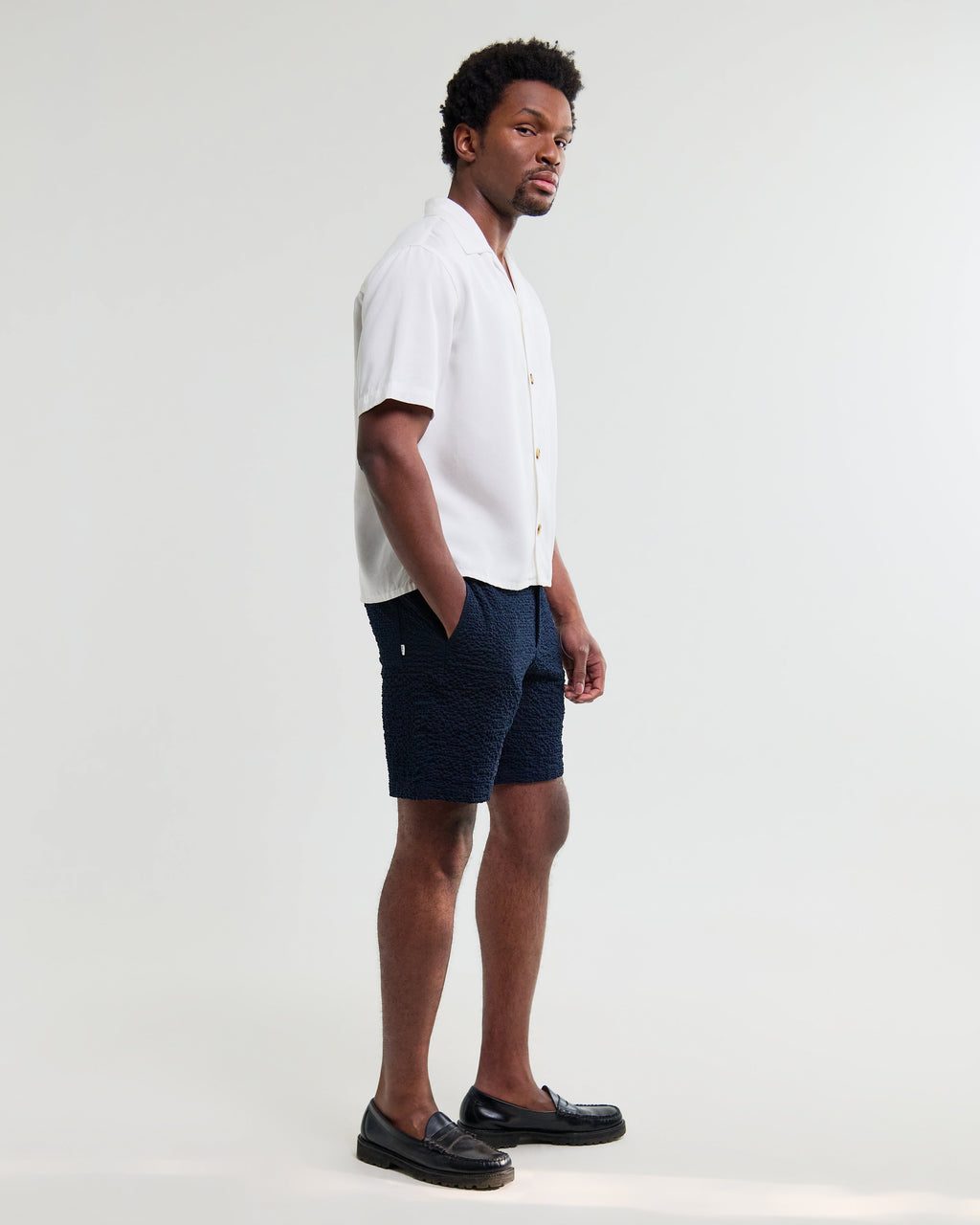 Curzon - Off White Lyocell Twill Short-Sleeve Shirt