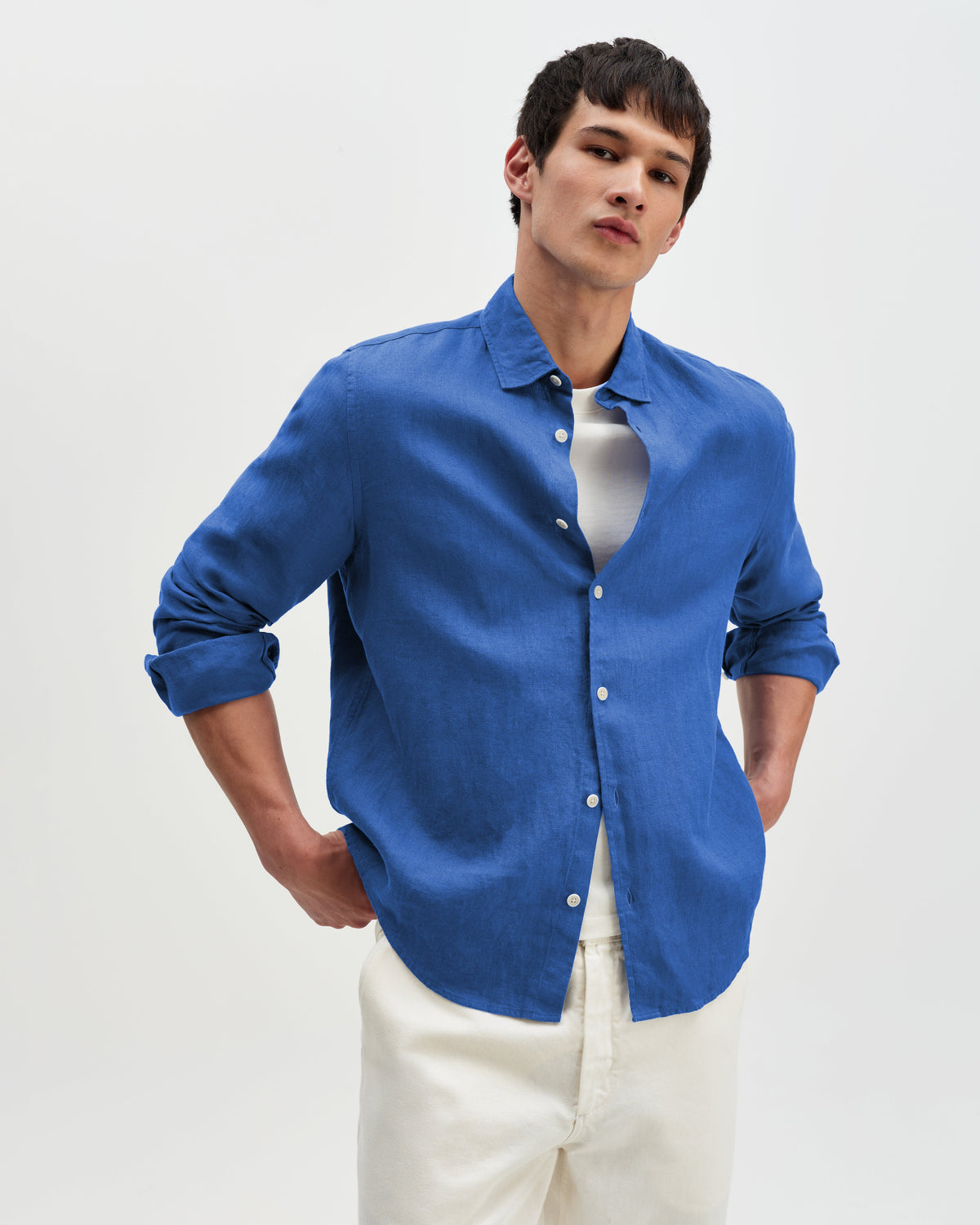Dartford - French Blue Washed Linen Shirt