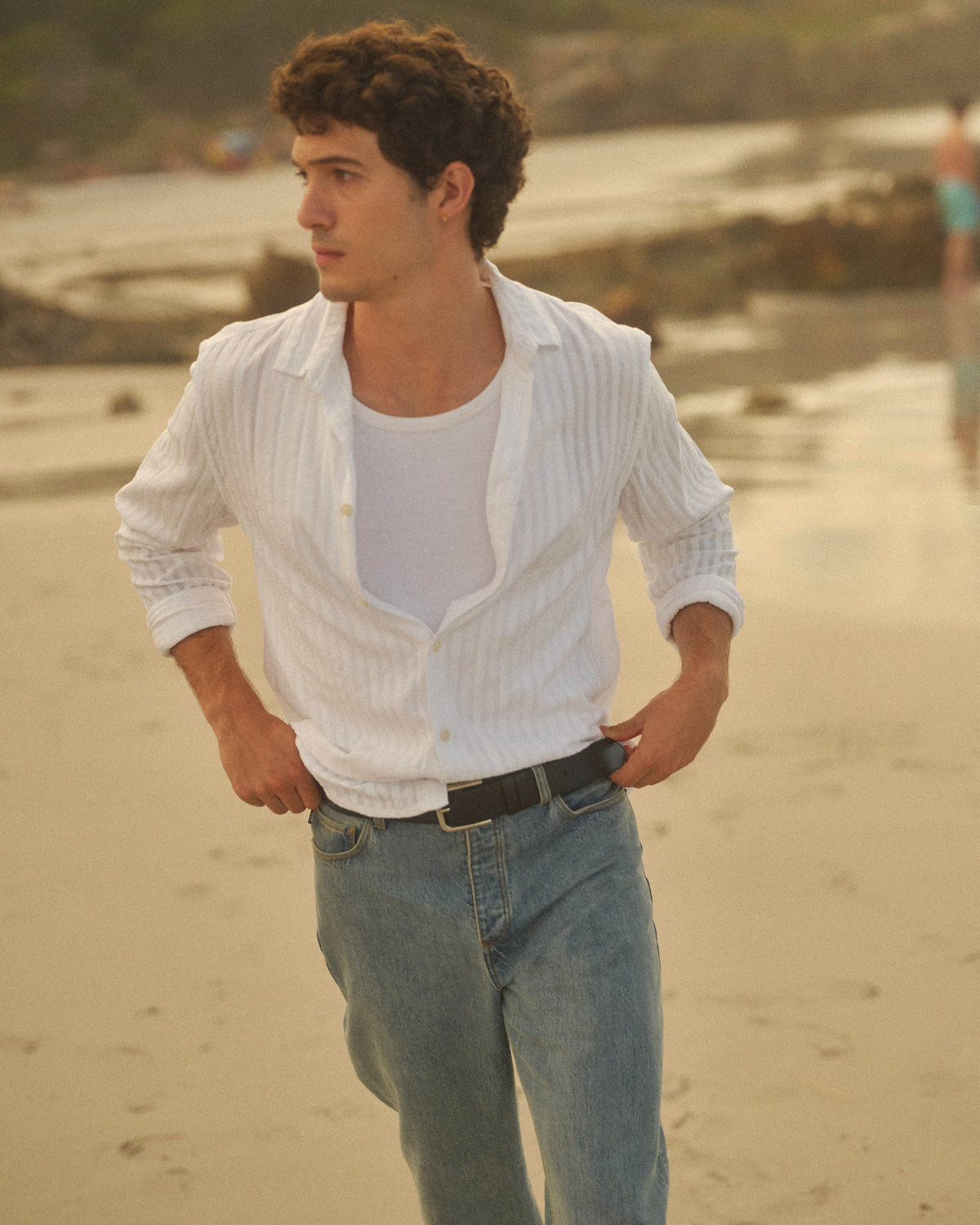 Dartford - White Dobby Stripe Organic Cotton Shirt