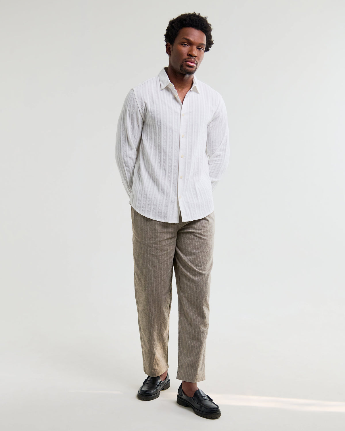Dartford - White Dobby Stripe Organic Cotton Shirt