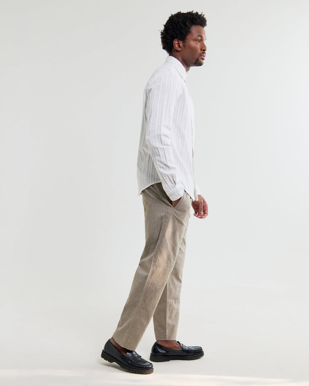 Dartford - White Dobby Stripe Organic Cotton Shirt