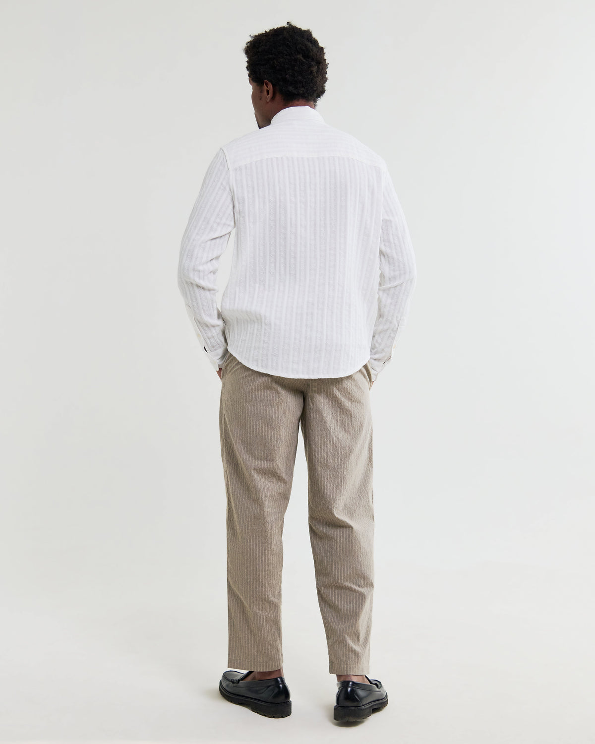 Dartford - White Dobby Stripe Organic Cotton Shirt