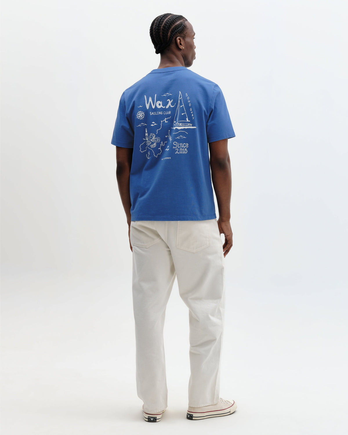Dean - Blue And Ecru Sailing Map Print T-Shirt