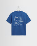 Dean - Blue And Ecru Sailing Map Print T-Shirt