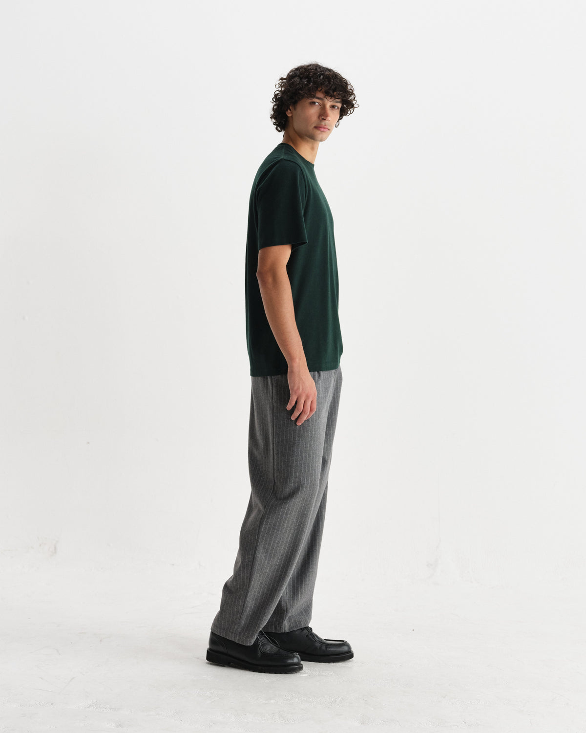 Dean - Bottle Green Textured Organic Cotton T-Shirt