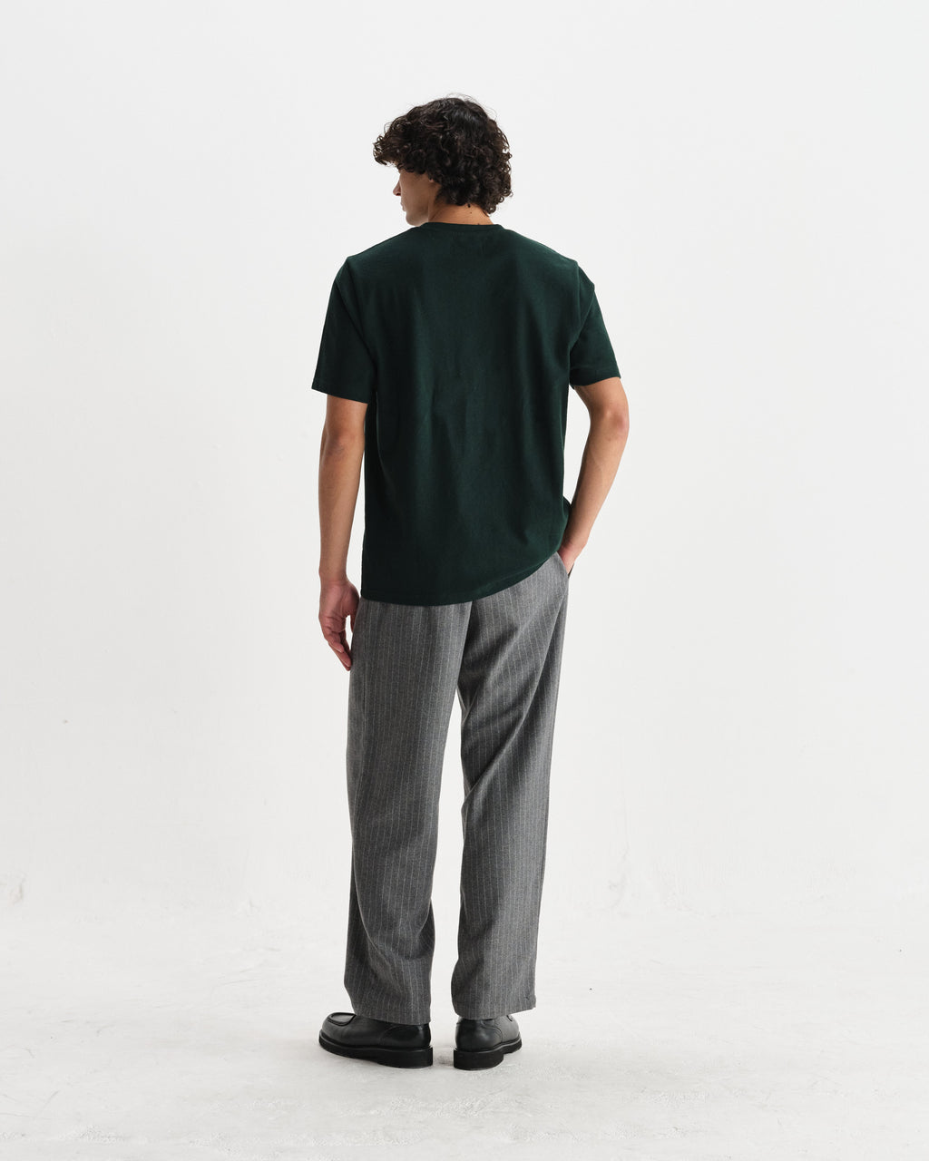 Dean - Bottle Green Textured Organic Cotton T-Shirt