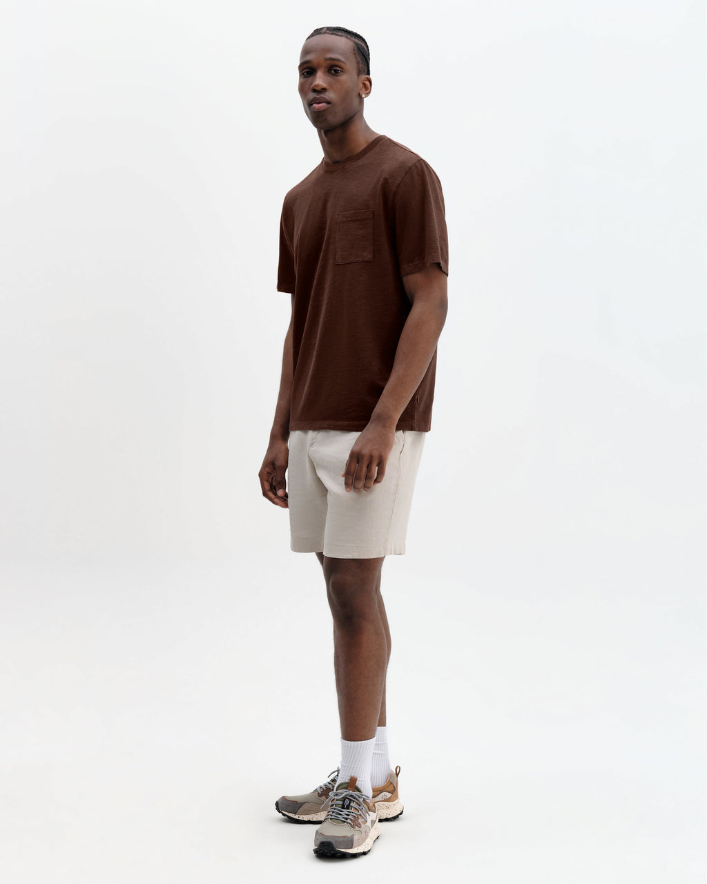 Dean - Brown Slub Cotton Pocket T-Shirt