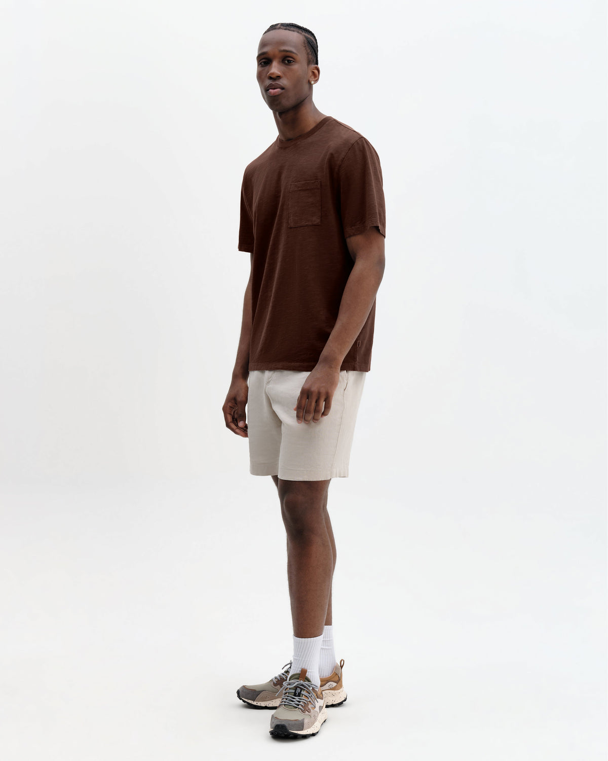 Dean - Brown Slub Cotton Pocket T-Shirt