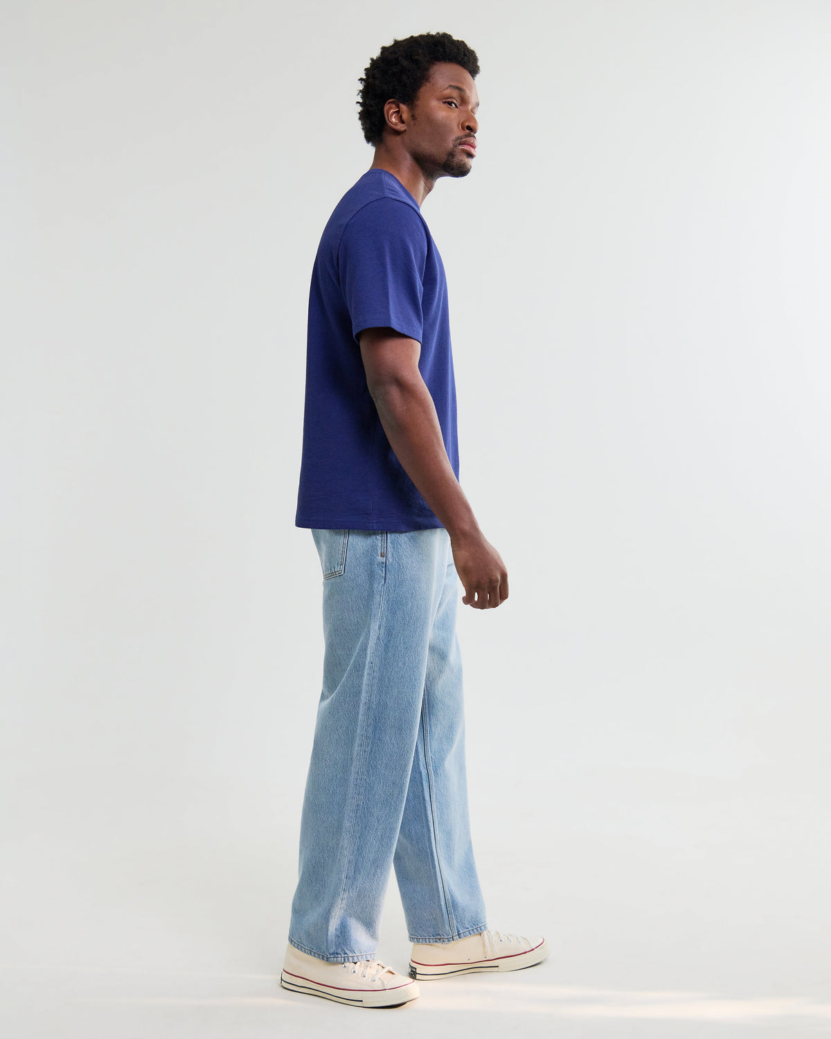 Dean - Cobalt Blue Textured Organic Cotton T-Shirt