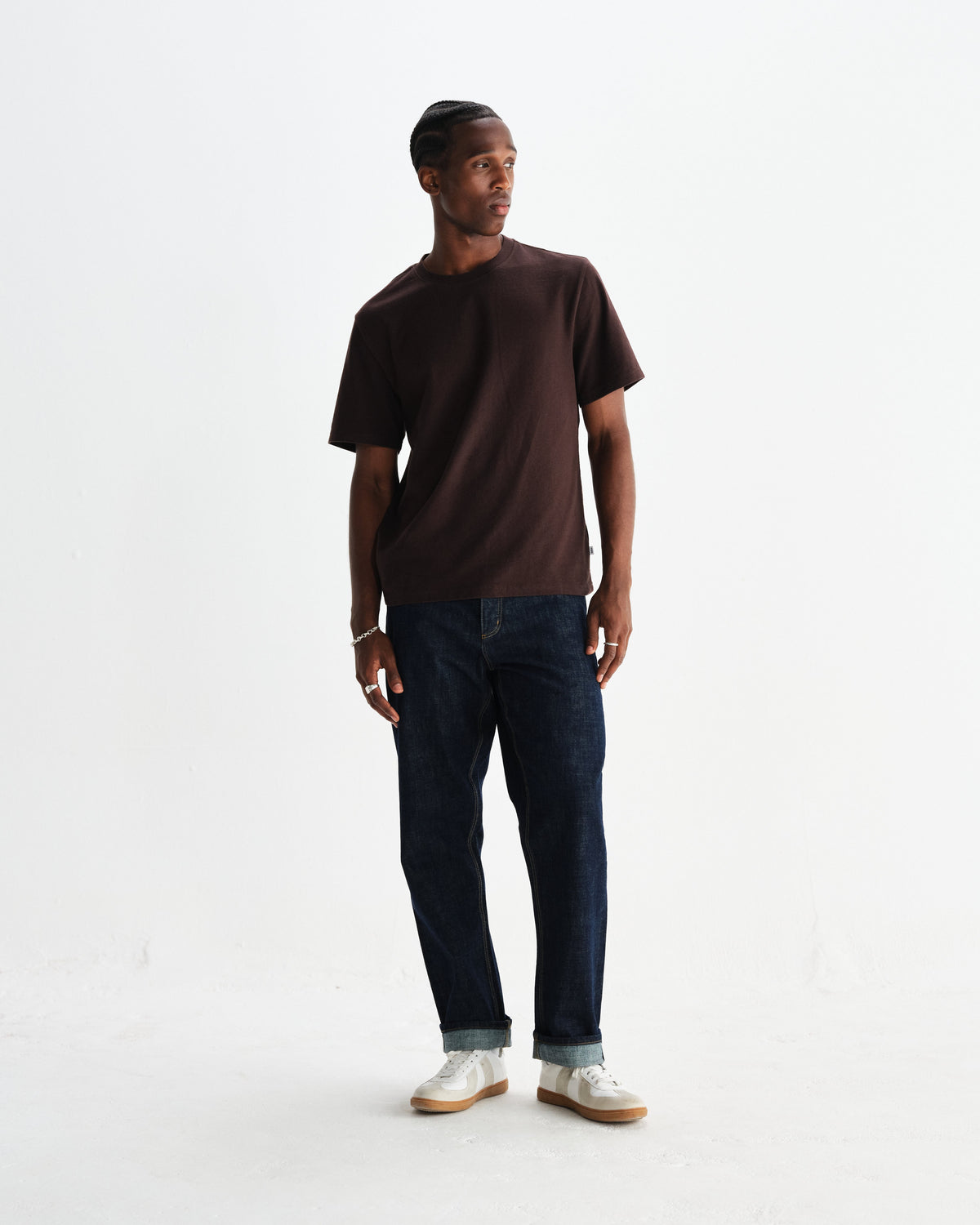 Dean - Dark Brown Textured Organic Cotton T-Shirt