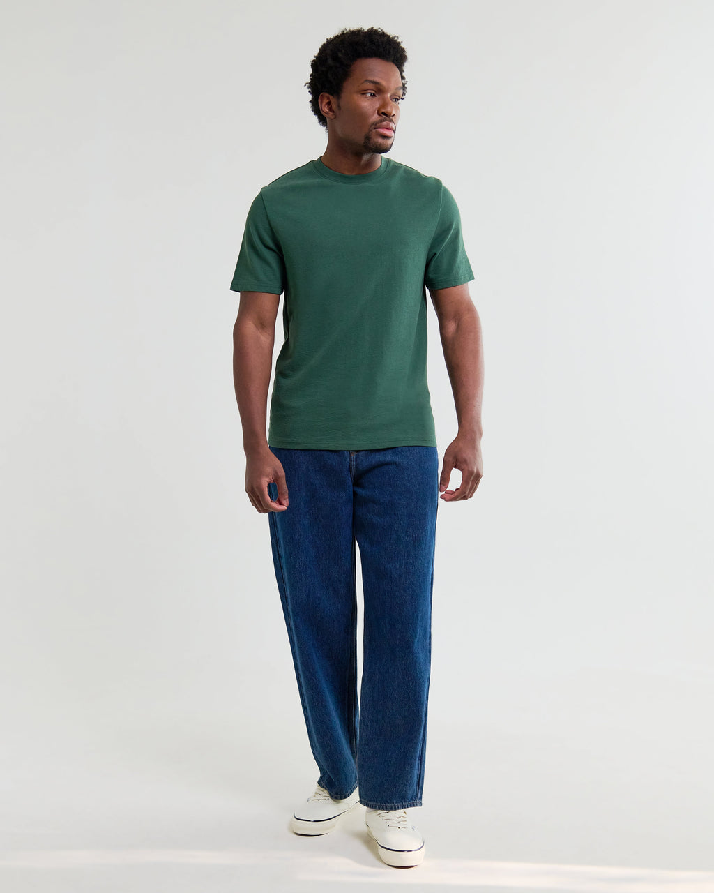 Dean - Dark Green Textured Organic Cotton T-Shirt