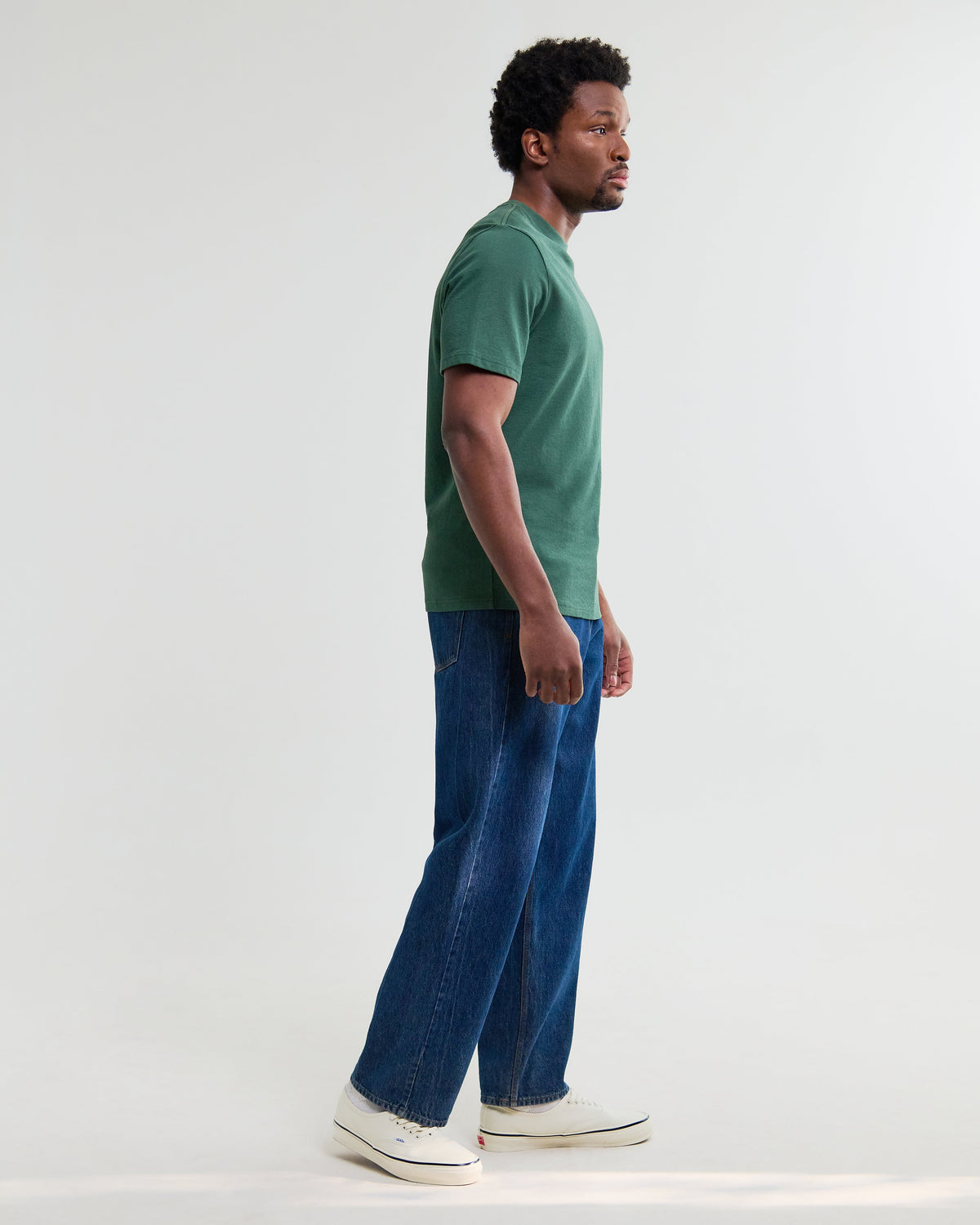 Dean - Dark Green Textured Organic Cotton T-Shirt