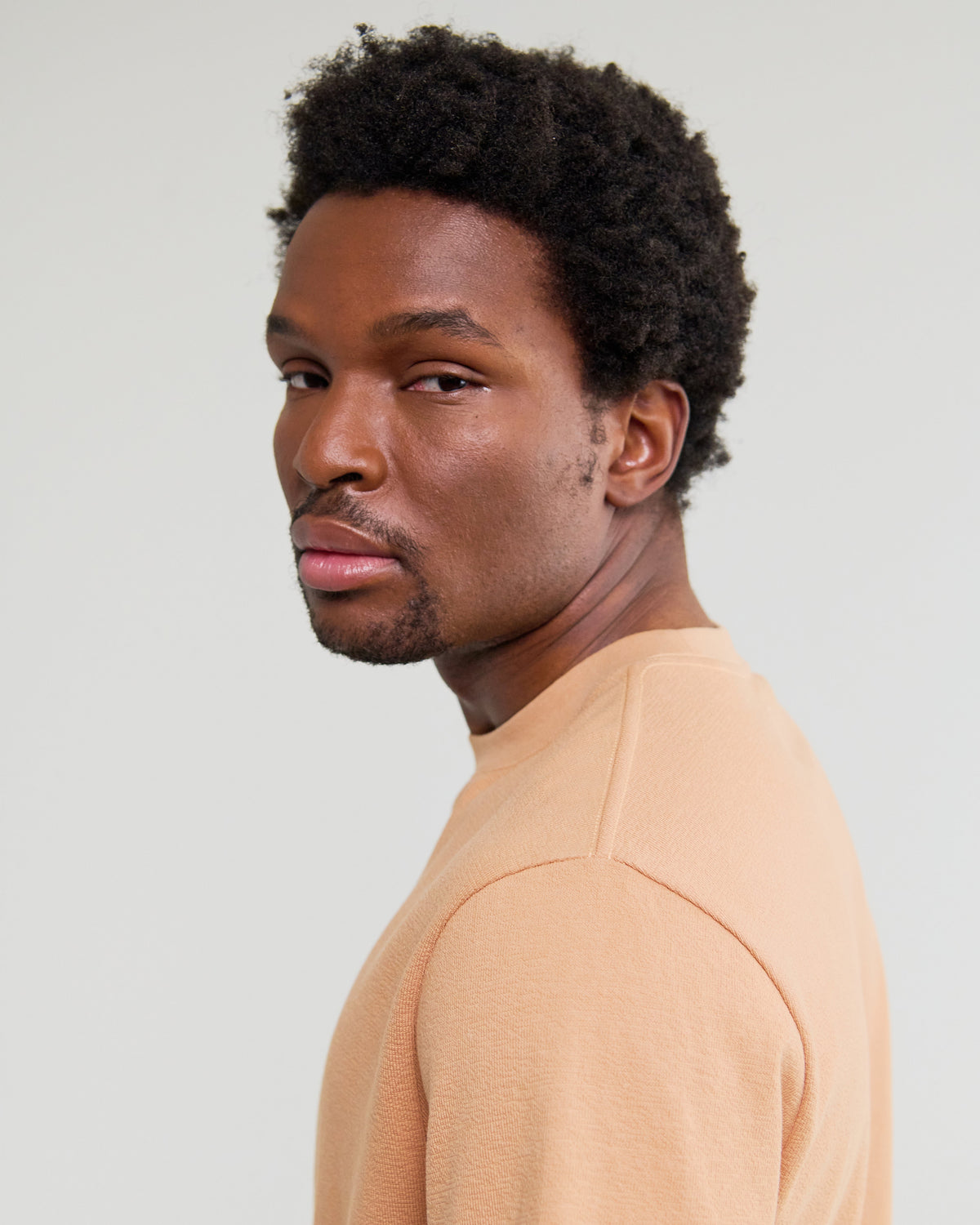 Dean - Dusty Orange Textured Organic Cotton T-Shirt