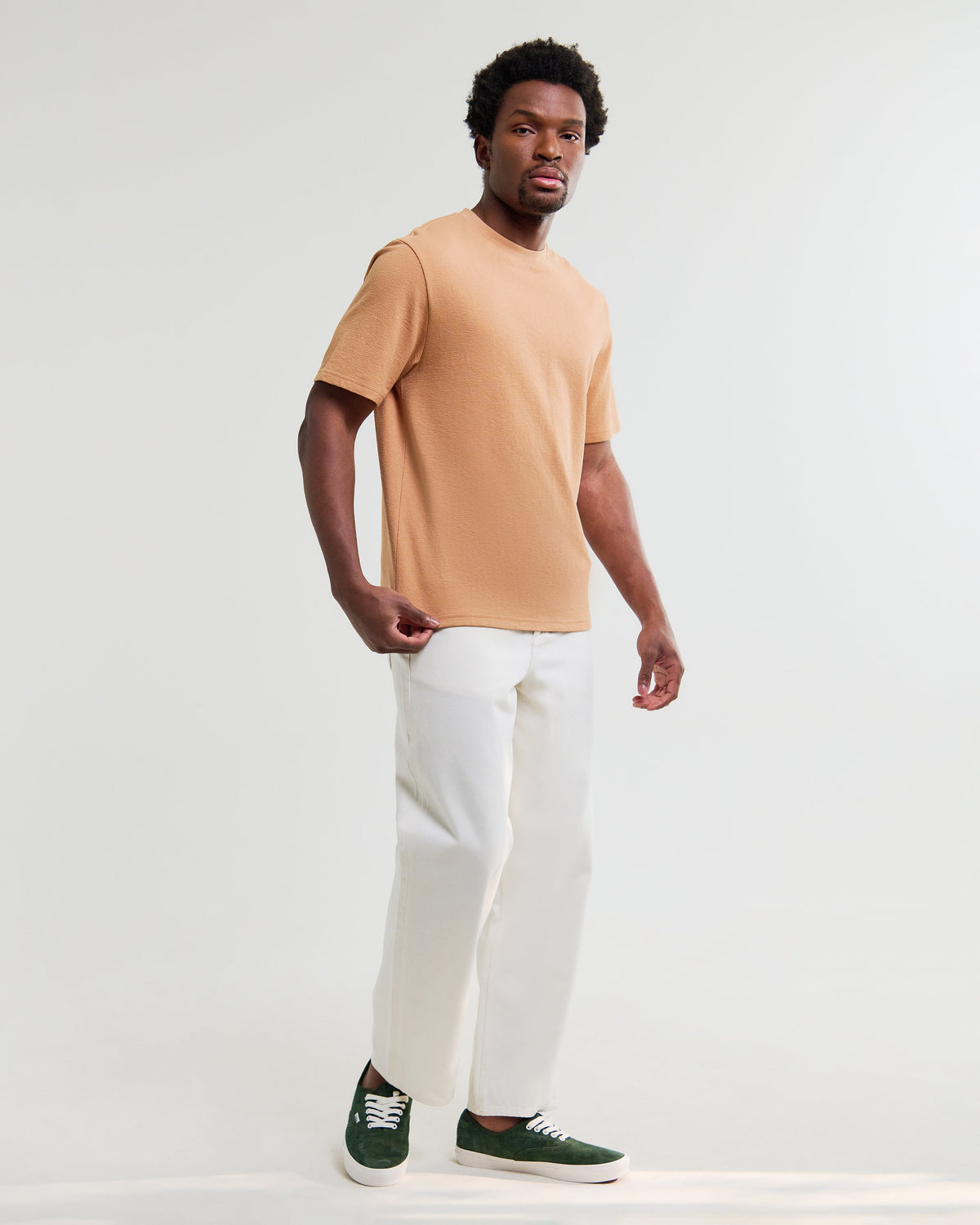 Dean - Dusty Orange Textured Organic Cotton T-Shirt