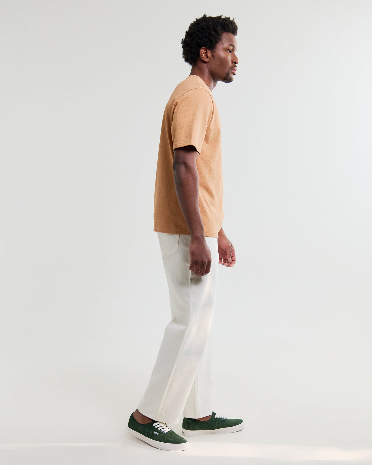 Dean - Dusty Orange Textured Organic Cotton T-Shirt