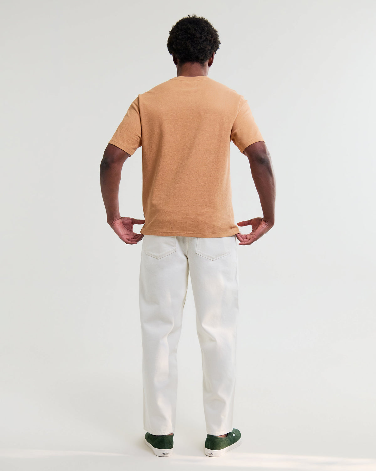 Dean - Dusty Orange Textured Organic Cotton T-Shirt