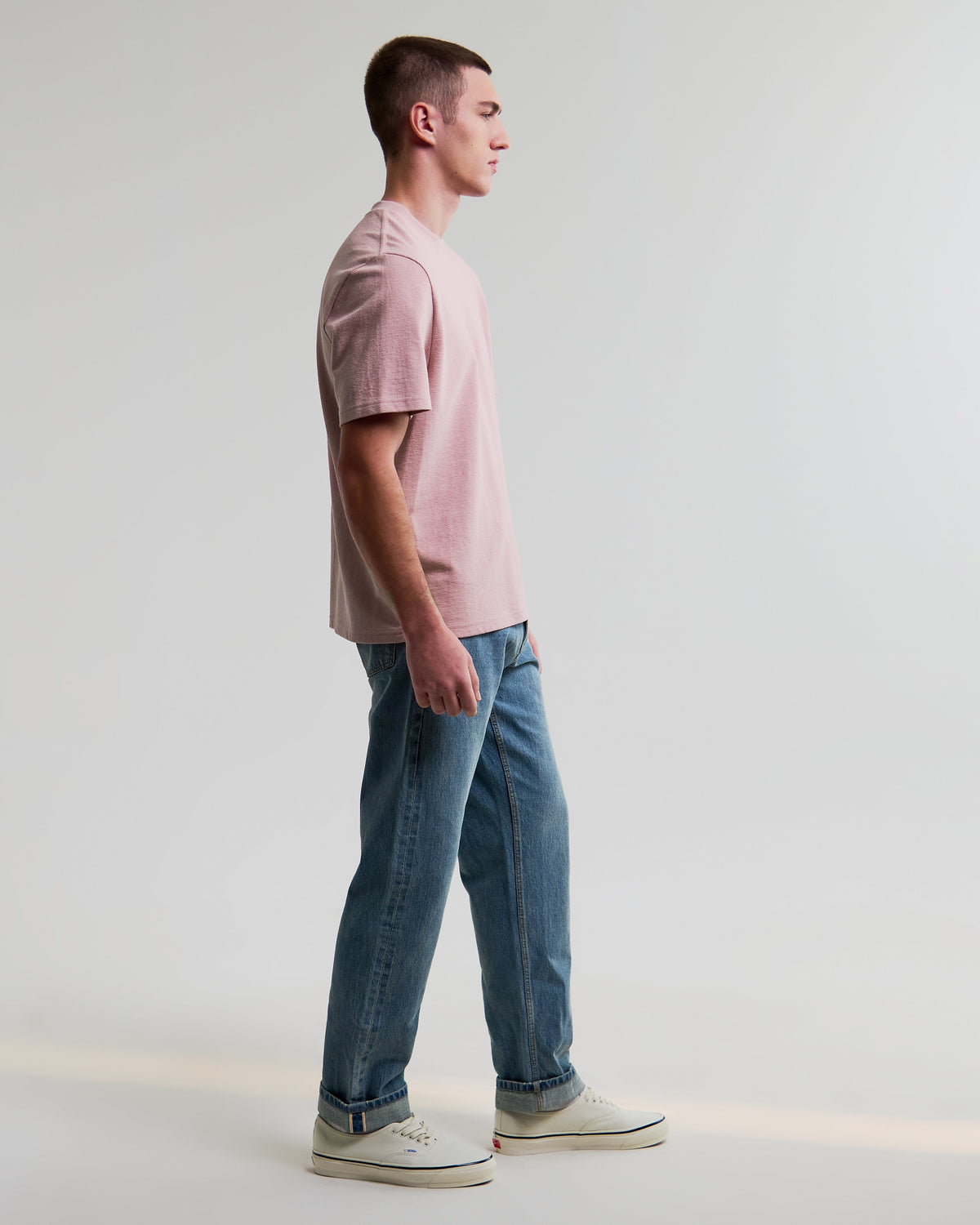 Dean - Dusty Pink Textured Organic Cotton T-Shirt