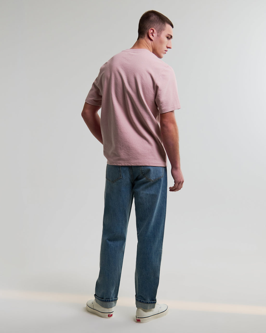 Dean - Dusty Pink Textured Organic Cotton T-Shirt