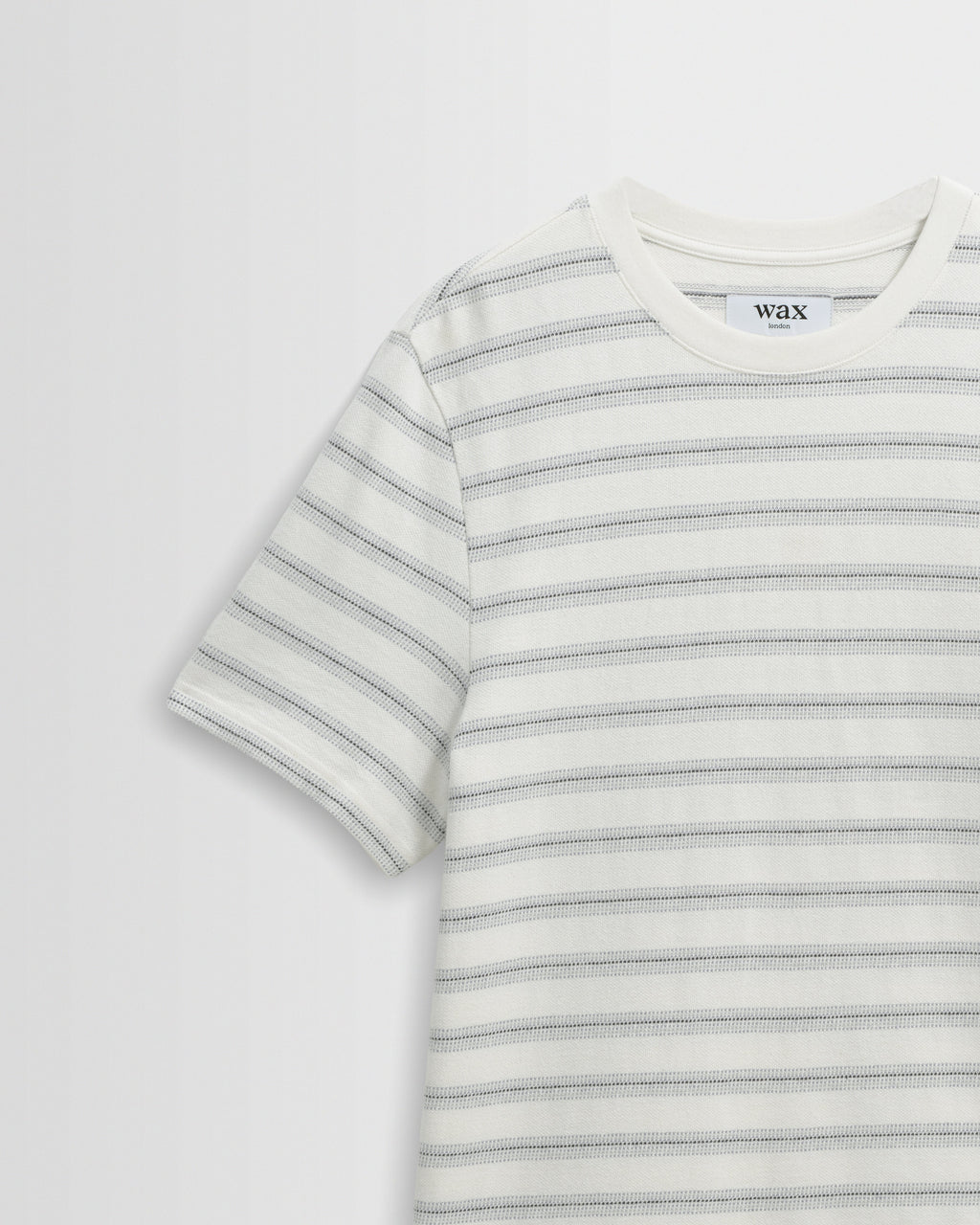 Dean - Ecru And Blue Stitch Stripe Organic Cotton T-Shirt