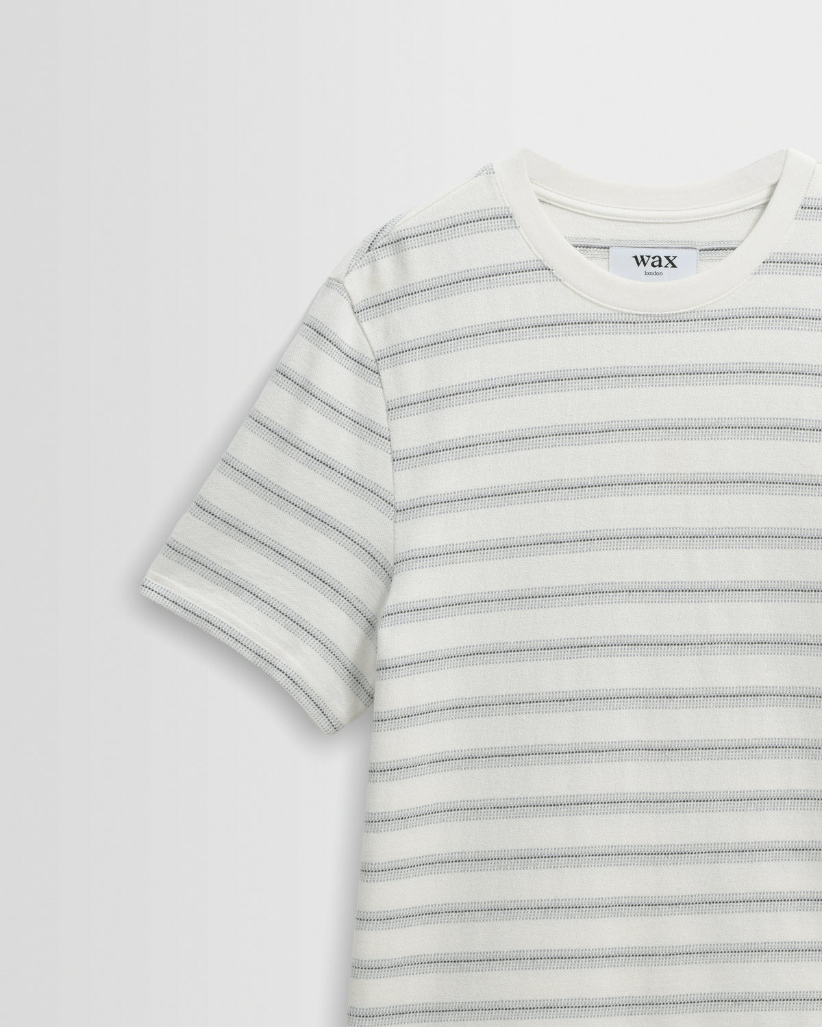 Dean - Ecru And Blue Stitch Stripe Organic Cotton T-Shirt