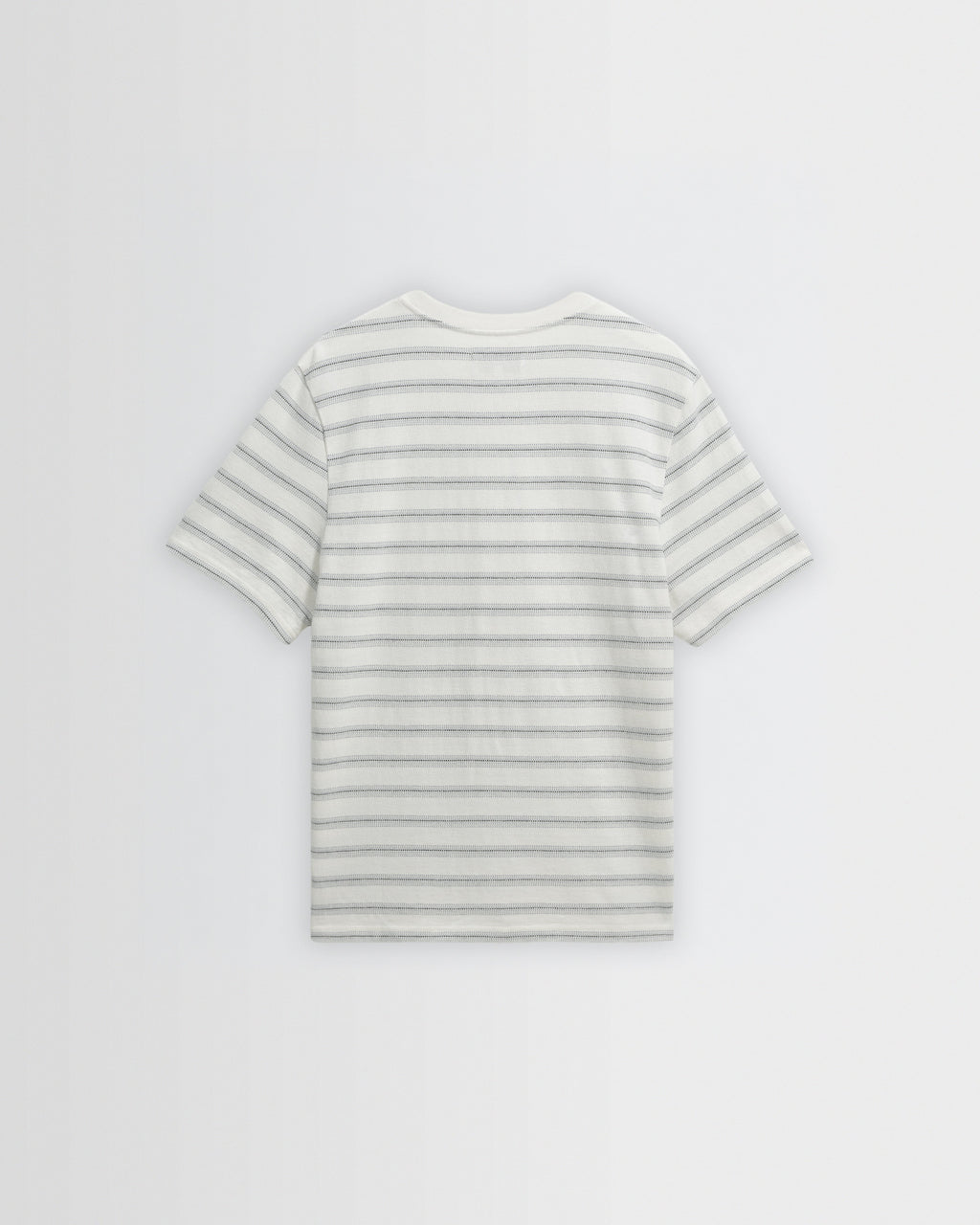 Dean - Ecru And Blue Stitch Stripe Organic Cotton T-Shirt