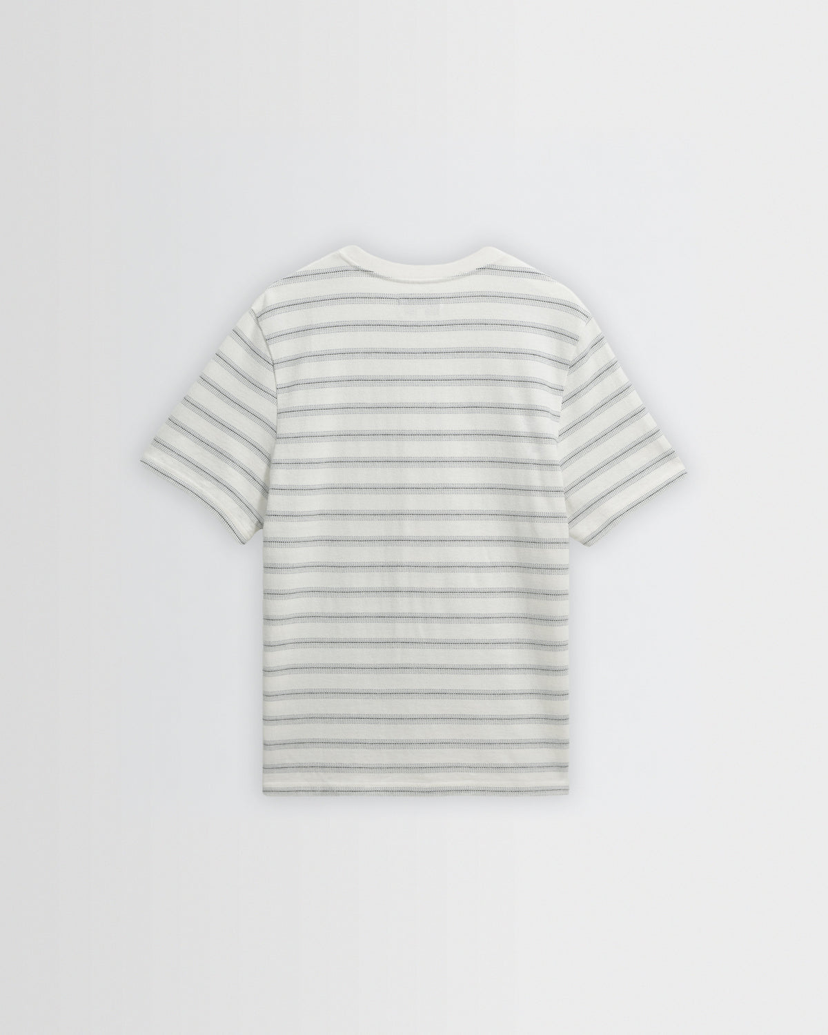 Dean - Ecru And Blue Stitch Stripe Organic Cotton T-Shirt