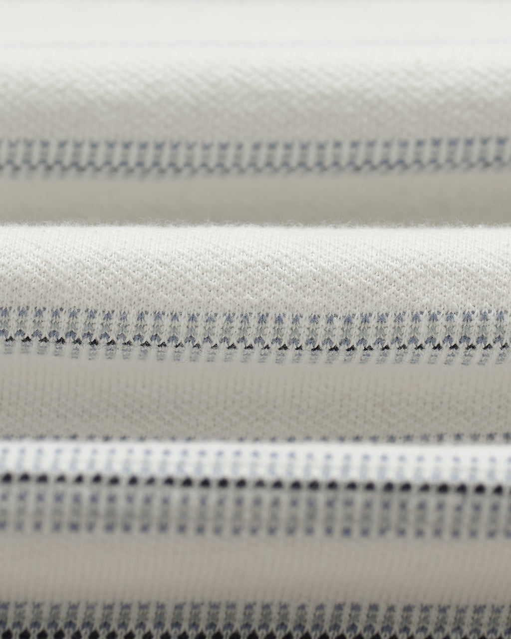 Dean - Ecru And Blue Stitch Stripe Organic Cotton T-Shirt