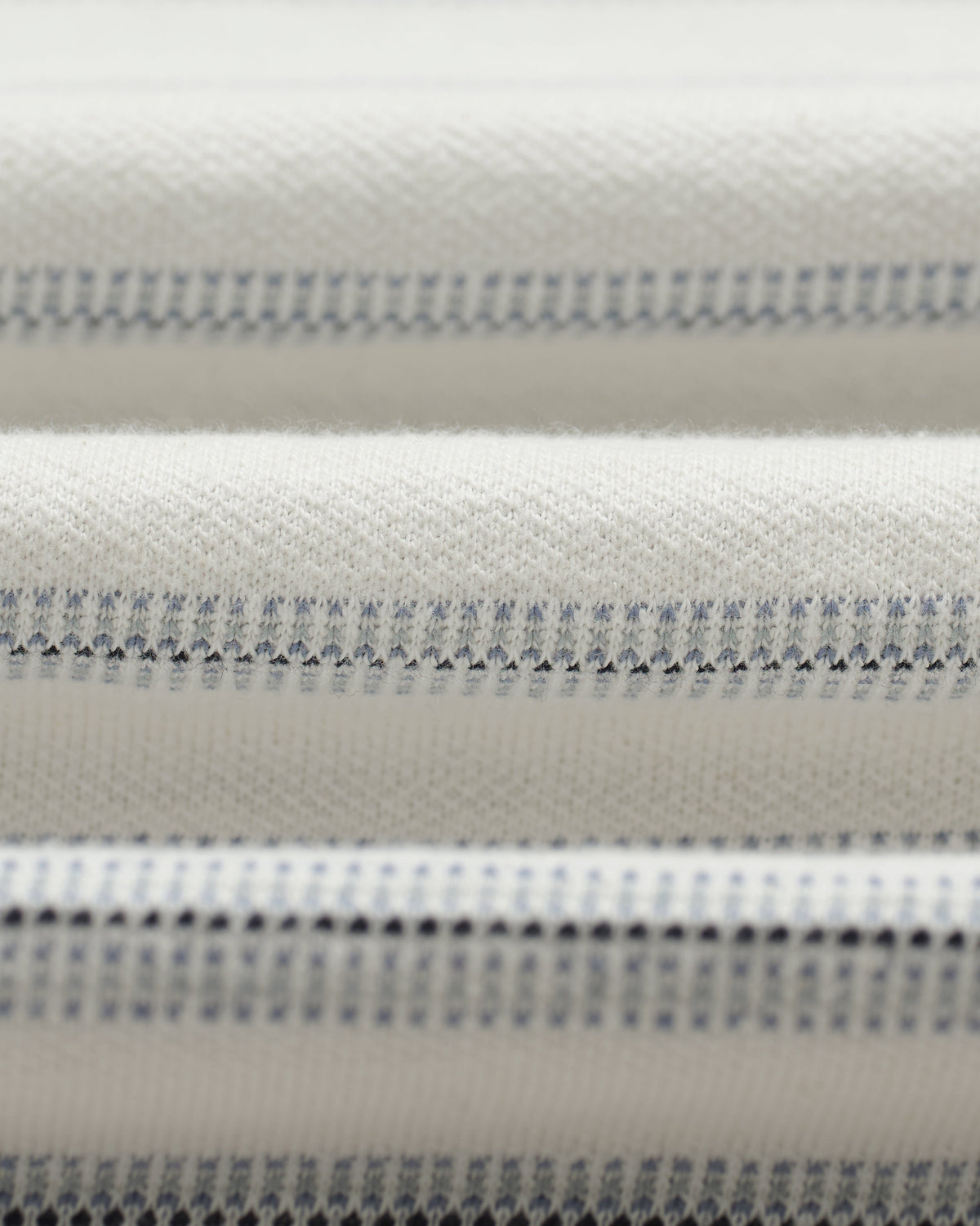 Dean - Ecru And Blue Stitch Stripe Organic Cotton T-Shirt