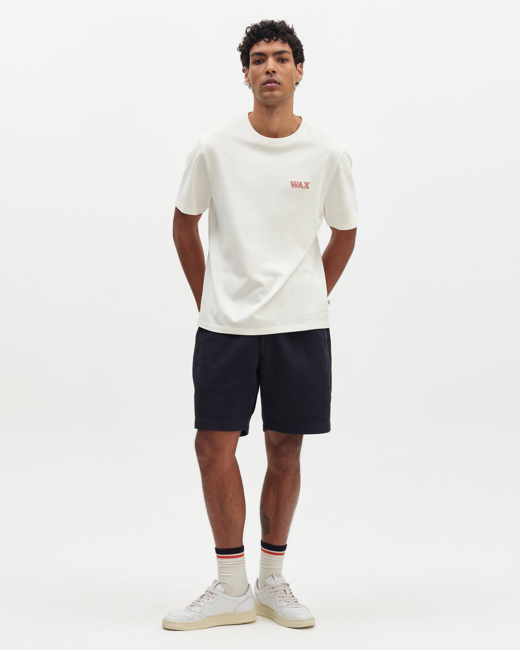 Dean - Ecru And Rust Grid Embroidered T-Shirt