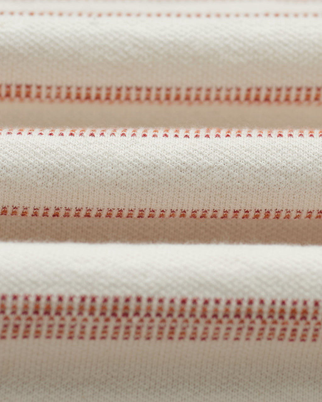 Dean - Ecru And Rust Stitch Stripe Organic Cotton T-Shirt