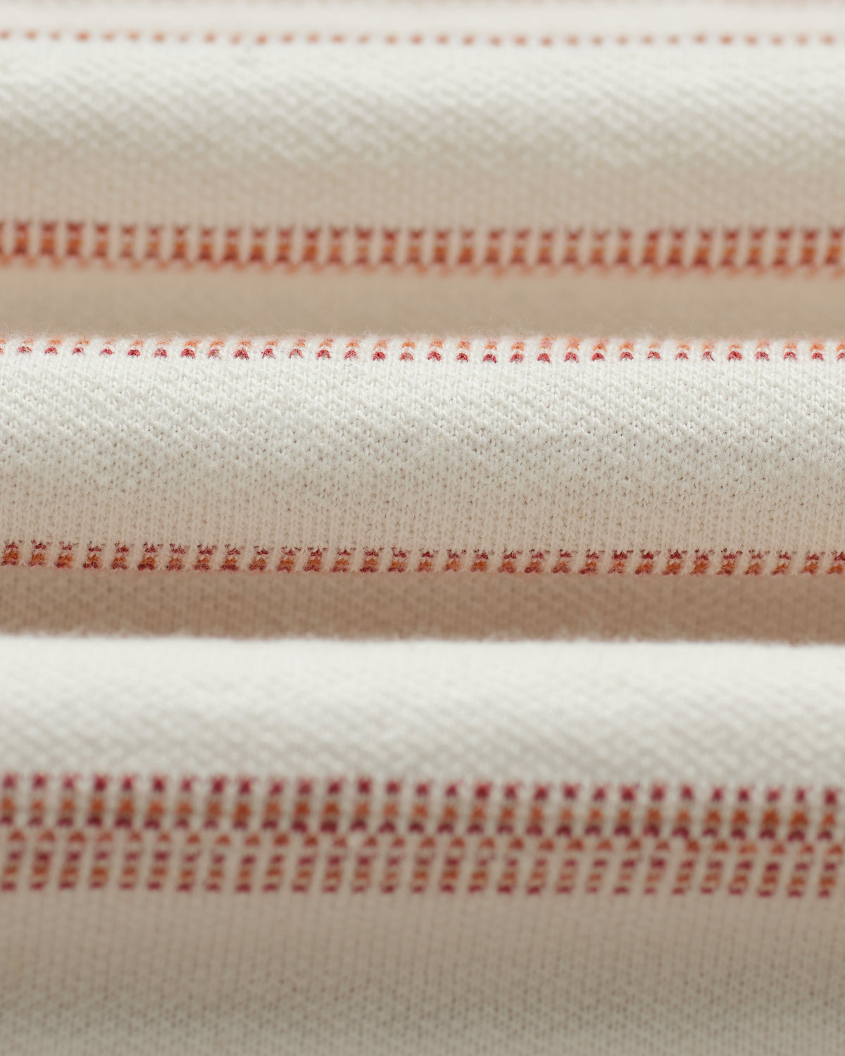 Dean - Ecru And Rust Stitch Stripe Organic Cotton T-Shirt