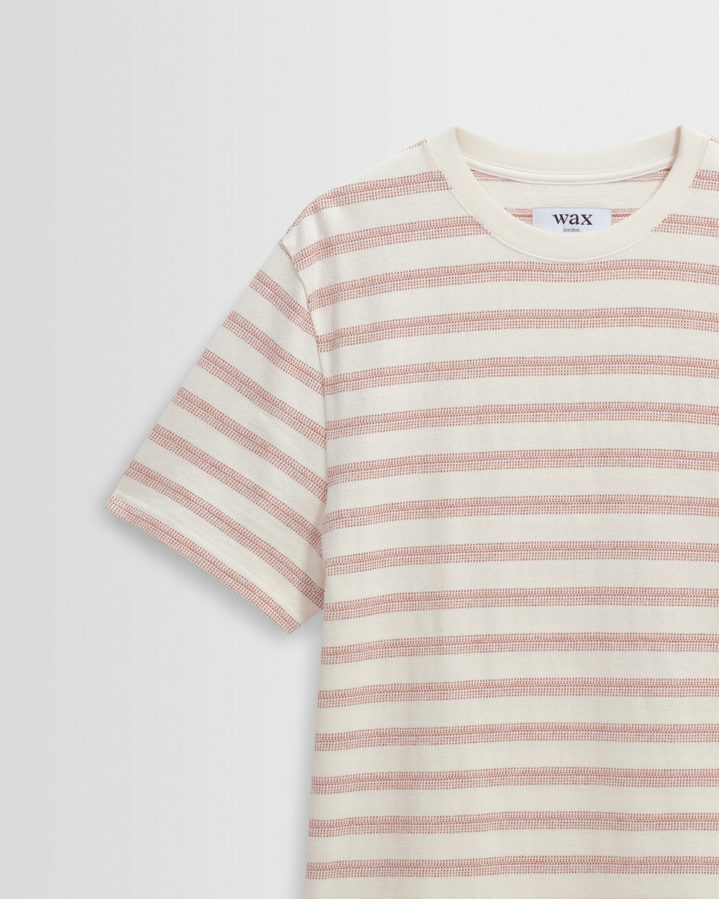 Dean - Ecru And Rust Stitch Stripe Organic Cotton T-Shirt