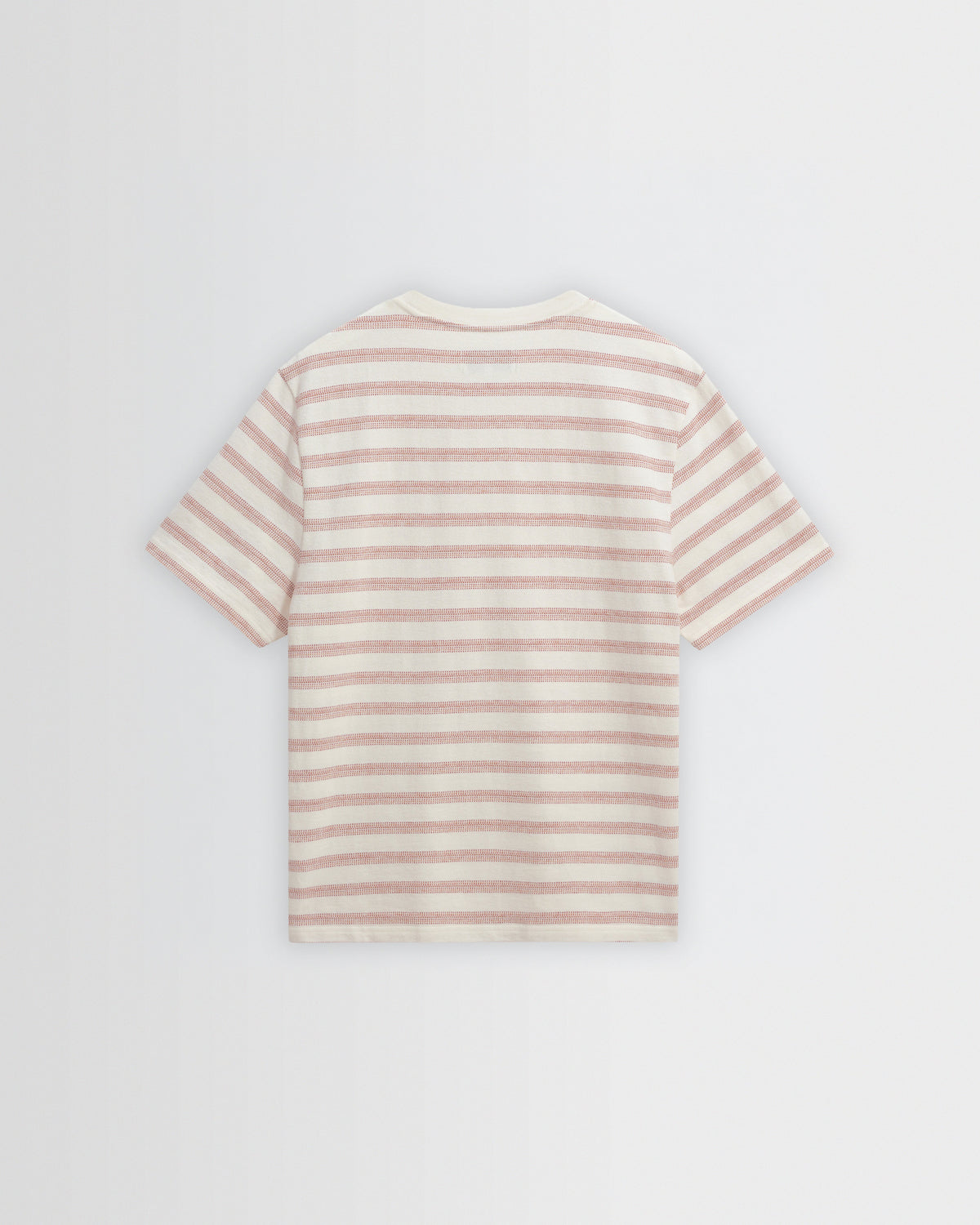 Dean - Ecru And Rust Stitch Stripe Organic Cotton T-Shirt