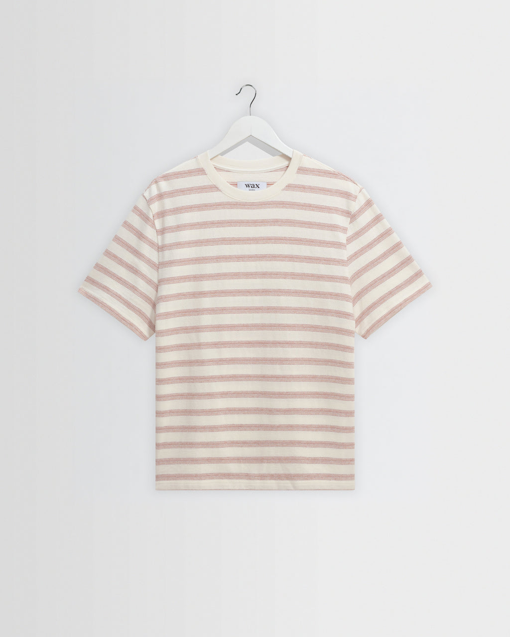 Dean - Ecru And Rust Stitch Stripe Organic Cotton T-Shirt